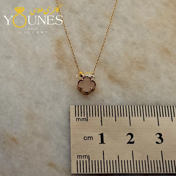 گردنبند طلا ونکلیف سنگ یاسی